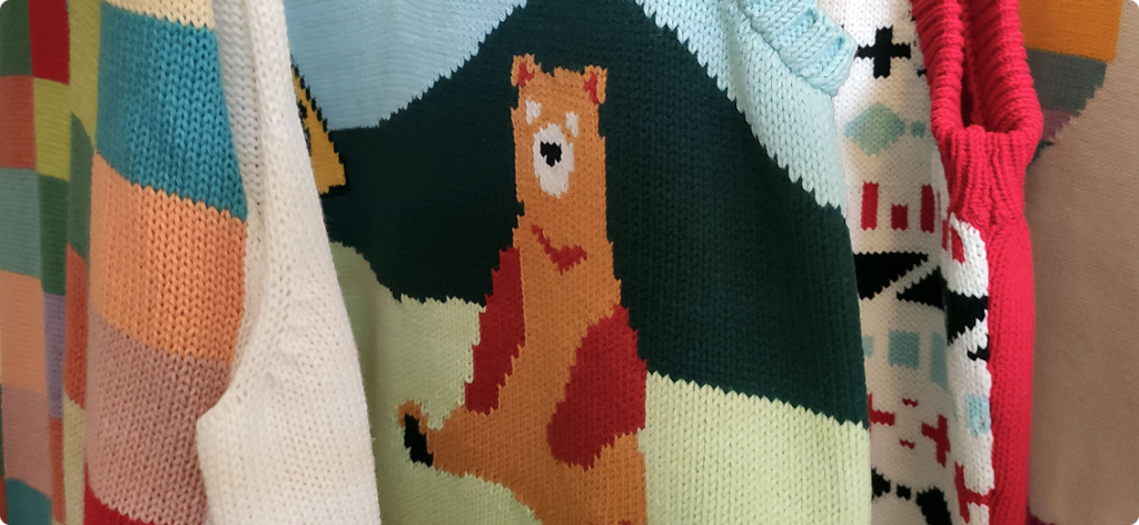 A knytwork product with a cute bear design